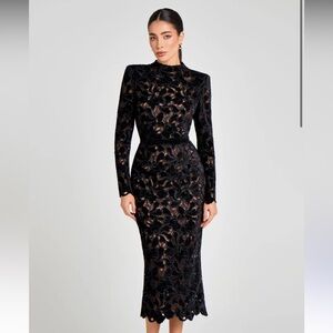 NADINE MERABI Diane Black Lace Dress